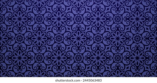 Seamless pattern islamic styles ornament dark blue damask wallpaper vintage background for Fashionable modern wallpaper or textiles, books cover, Digital interfaces, print designs template materials