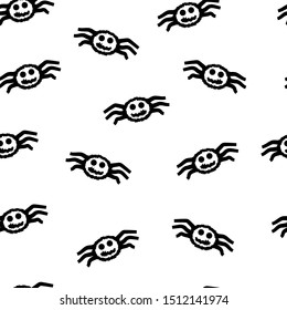 
Seamless pattern: isolated contours of spiders on a white background. Flat vector. Illustration.
