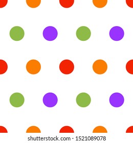 
Seamless pattern: isolated multicolored polka dot on a white background. vector. illustration