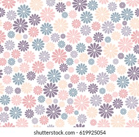 Seamless pattern isolated on white background. Spring collection with colorful flowers. Wallpaper. Vector illustration.