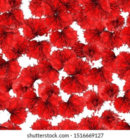
Seamless pattern: isolated poppy flower petals on white background. Vector. Illustration