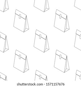 Seamless pattern with isometric paper bag isolated on white background. Vector illustration