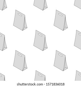 Seamless pattern with isometric paper bag isolated on white background. Vector illustration