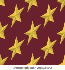 Patrón sin brillo con estrellas isométricas - ilustración vectorial dibujada a mano. Colores planos.