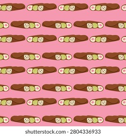 seamless pattern Italian cookies cantuccini food bakery on pink background vector wallpaper textile giftwrap fabric
