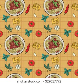 Seamless pattern, Italian pasta, vector illustration