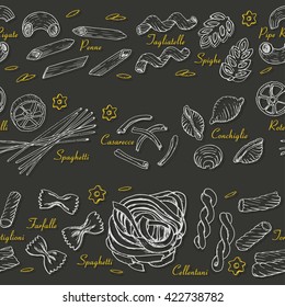 Seamless pattern with Italian pasta. Vector  illustration for your design