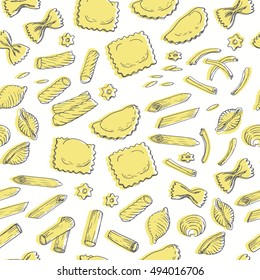 Seamless pattern with Italian pasta. Vector illustration for your design