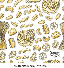 Seamless pattern with Italian pasta. Vector illustration for your design