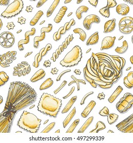 Seamless pattern with Italian pasta. Vector illustration for your design