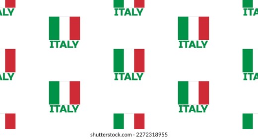 The seamless pattern of the ITALY state flag. With the caption of the country name " ITALY".