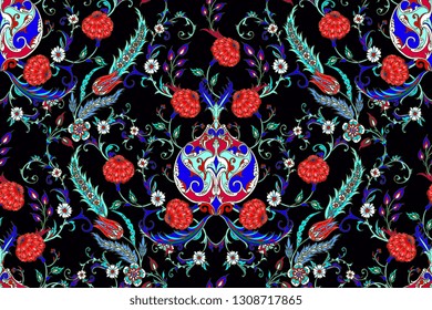 Seamless pattern with iznik motif