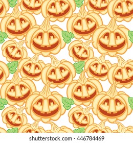 Seamless pattern with Jack O'lanterns for Halloween. Vector clip art.
