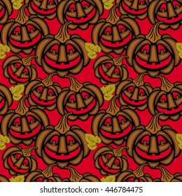 Seamless pattern with Jack O'lanterns for Halloween. Vector clip art.