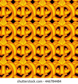 Seamless pattern with Jack O'lanterns for Halloween. Vector clip art.