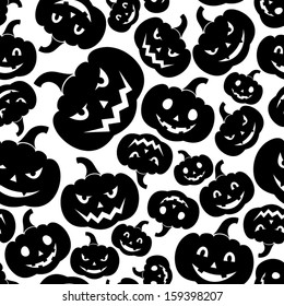 Seamless pattern with Jack-O-Lantern (Halloween pumpkins). Vector illustration. 