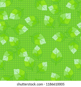 Seamless pattern of jagged leaves arranged against a background of rows of small squares.