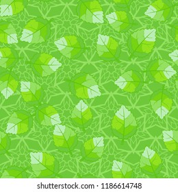 A seamless pattern of jagged leaves arranged against a background of five-pointed flower-stars.