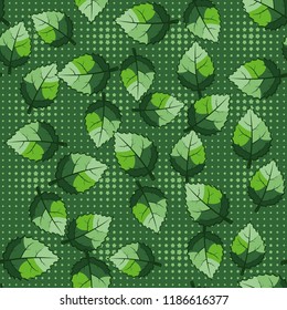 A seamless pattern of jagged leaves arranged against a background of rows of small five-pointed stars.