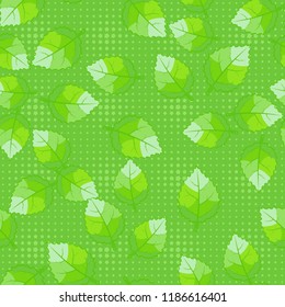 A seamless pattern of jagged leaves arranged against a background of rows of small five-pointed stars.