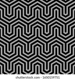 Seamless pattern. Jagged stripes motif. Zigzag lines background. Geometric waves ornament. Curves image. Linear backdrop. Digital paper, textile print, web design.