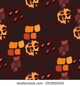 Seamless pattern. Jaguar, leopard, zebra, giraffe, tiger and cheetah print. Abstract background. Textile design. Vector fashion illustration.