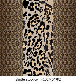 Seamless pattern with jaguar spots and snake skin.