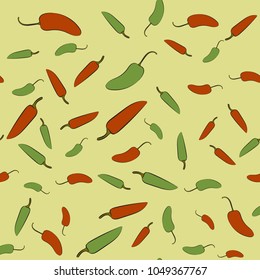 Seamless pattern with jalapeno's peppers. Cinco de Mayo. Vector illustratiom