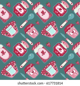 Seamless pattern with jam, marmalade. Vector illustration.