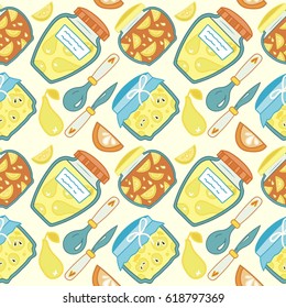 Seamless pattern with jam, marmalade. Vector illustration.