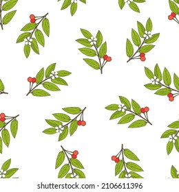 Seamless pattern with Jamaica cherry branches. Vector illustration