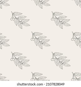 Seamless pattern with Jamaica cherry branches. Vector illustration