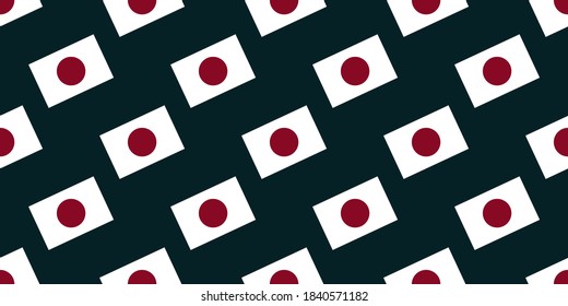 Seamless pattern of Japan Flag on dark background. Vector illustration eps10.
