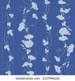 Seamless pattern of Japanese bamboo blinds and plants,