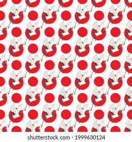 Patrón incomparable con grúas japonesas en un estilo geométrico plano moderno. Vector, ilustración.