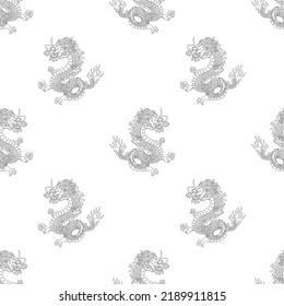 Seamless Pattern Japanese Dragons Outline Vector Stock Vector (Royalty ...