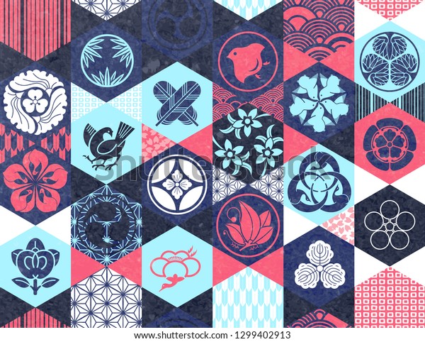 Seamless Pattern Japanese Family Crests Symbol Stock Vector (Royalty ...
