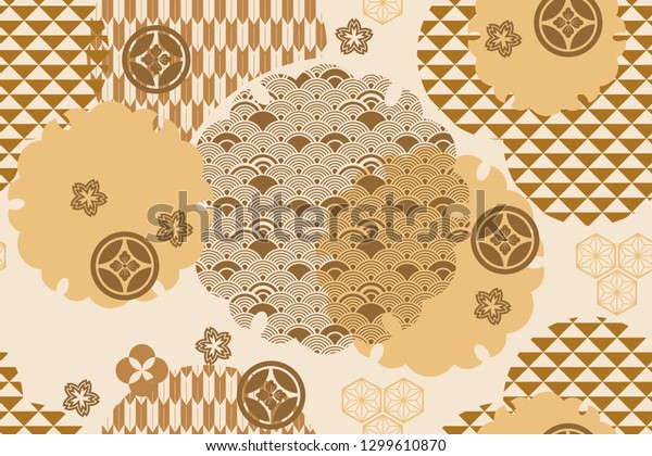 Seamless Pattern Japanese Family Crests Symbol Stock Vector Royalty Free