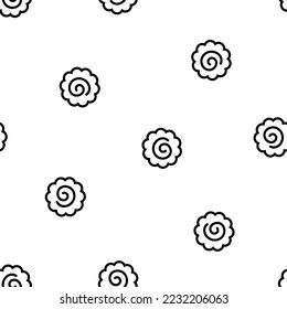 Seamless pattern with Japanese fish cakes. Black narutomaki slices pattern.