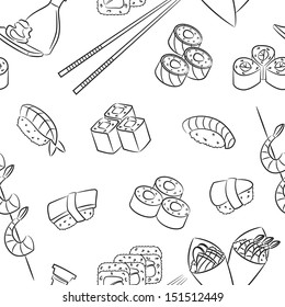 Seamless pattern with japanese food 