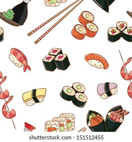 Seamless pattern with japanese food 