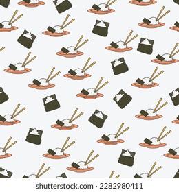 Seamless pattern of japanese food with chopsitck