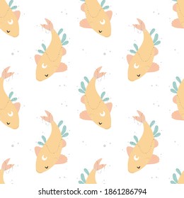 seamless pattern with japanese koi fish, carps on white background