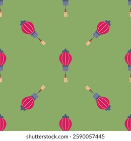 Seamless pattern with Japanese lanterns. Design for fabric, textile, wallpaper, packaging
