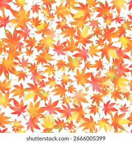 Un patrón transparente de hojas de arce japonés con un hermoso gradiente de color cálido