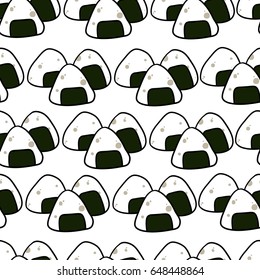 Seamless pattern with japanese onigiri in flat style. Vector illustration