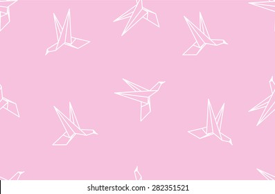 Seamless Pattern Japanese Origami With Flying Bird