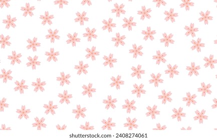 Patrón sin foco con flores japonesas de cerezo rosado. Fondo de la ilustración vectorial vintage. Perfecto para fondos de pantalla, rellenos de patrones, fondo de página web, texturas superficiales, textiles