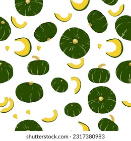 A seamless pattern of Japanese pumpkin isolated on white background. vector illustration.