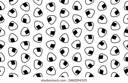 Seamless pattern with Japanese rice balls. Black and white vector background.